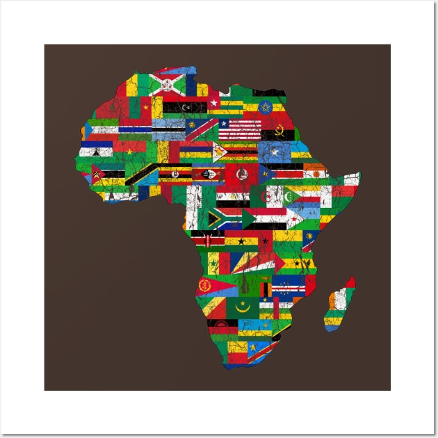 Vintage Africa Map with Flags Wall Art by vladocar